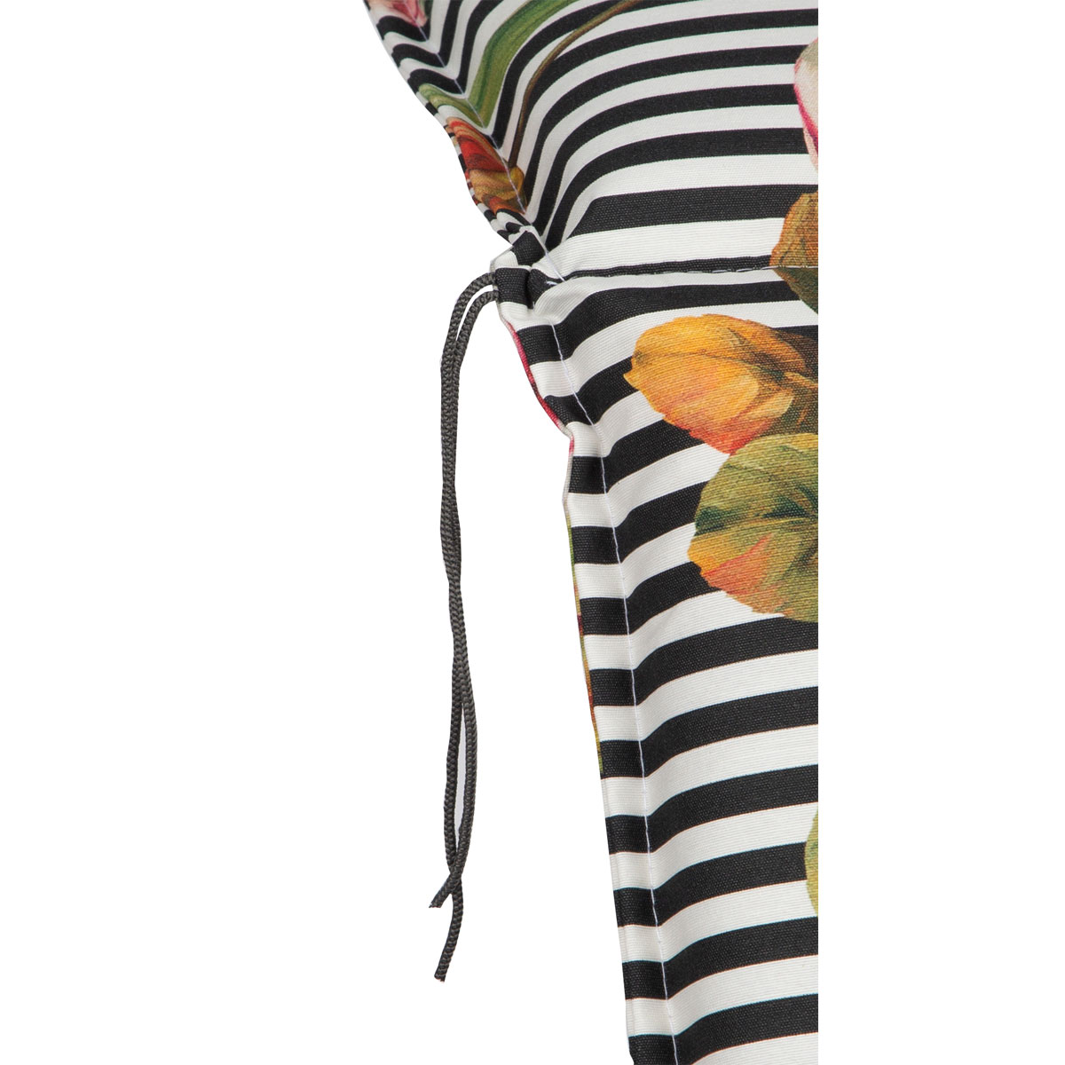 Relaxstuhl-Saumauflage Toronto BE129 rosé/pinke Pfingstrosen auf schwarz-weißen Streifen Bild 4