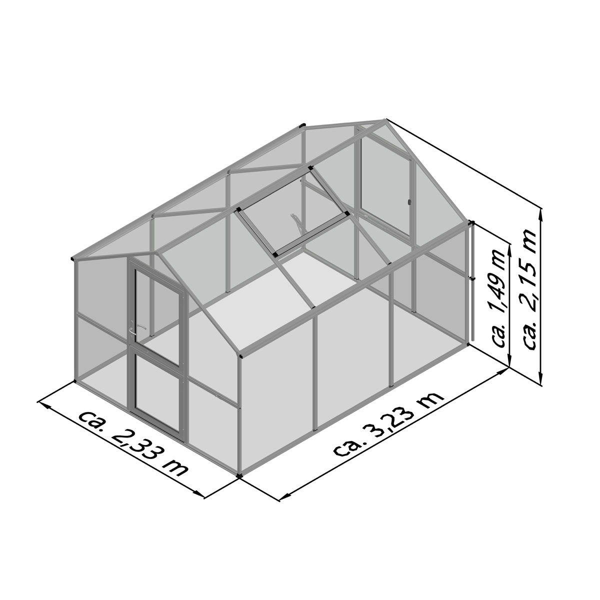KGT Gewächshaus Rose III 7,5m² silber Bild 8