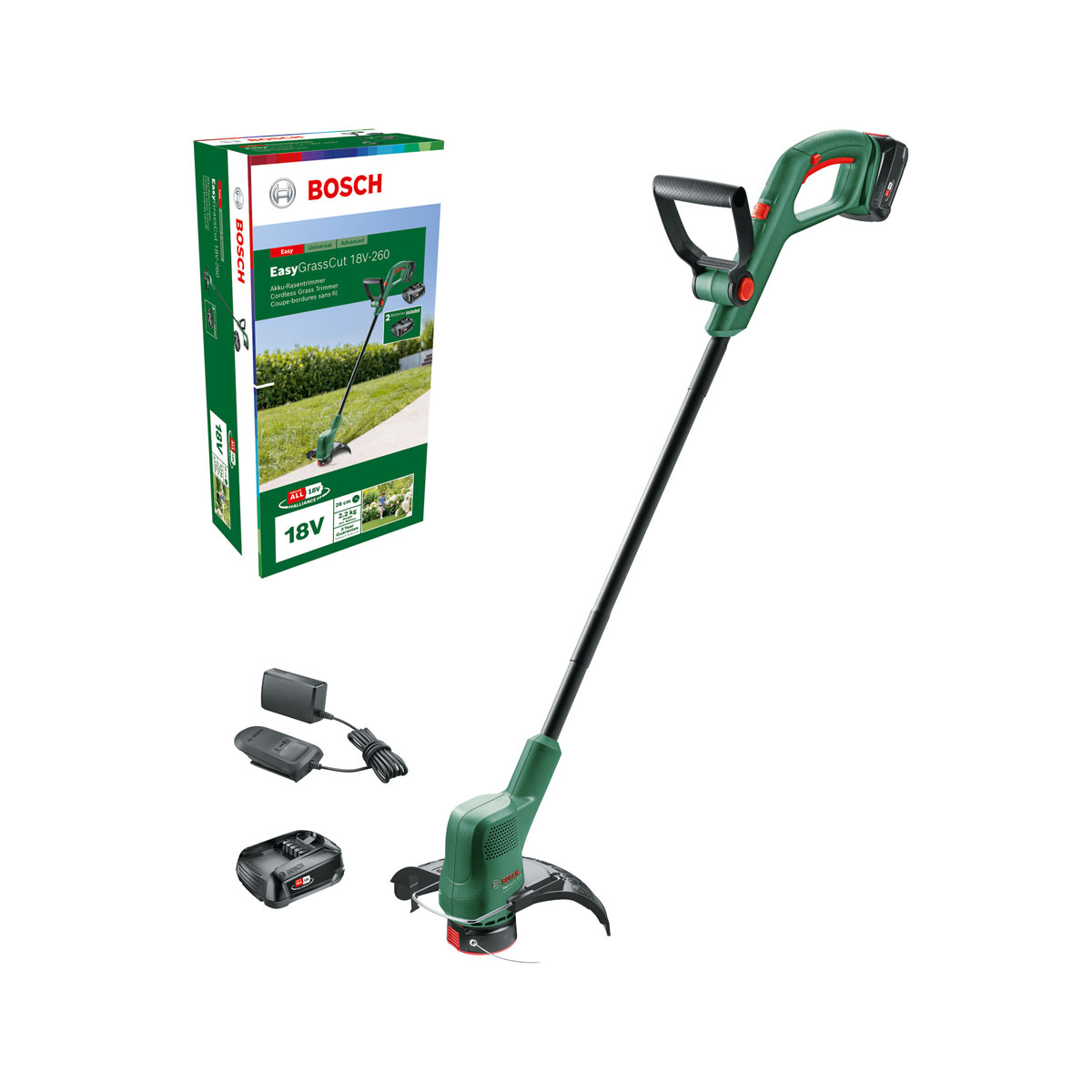Bosch  Akku-Rasentrimmer EasyGrassCut 18-260 inkl 2 x 2,5 AH Akku und Ladegerät Bild 2