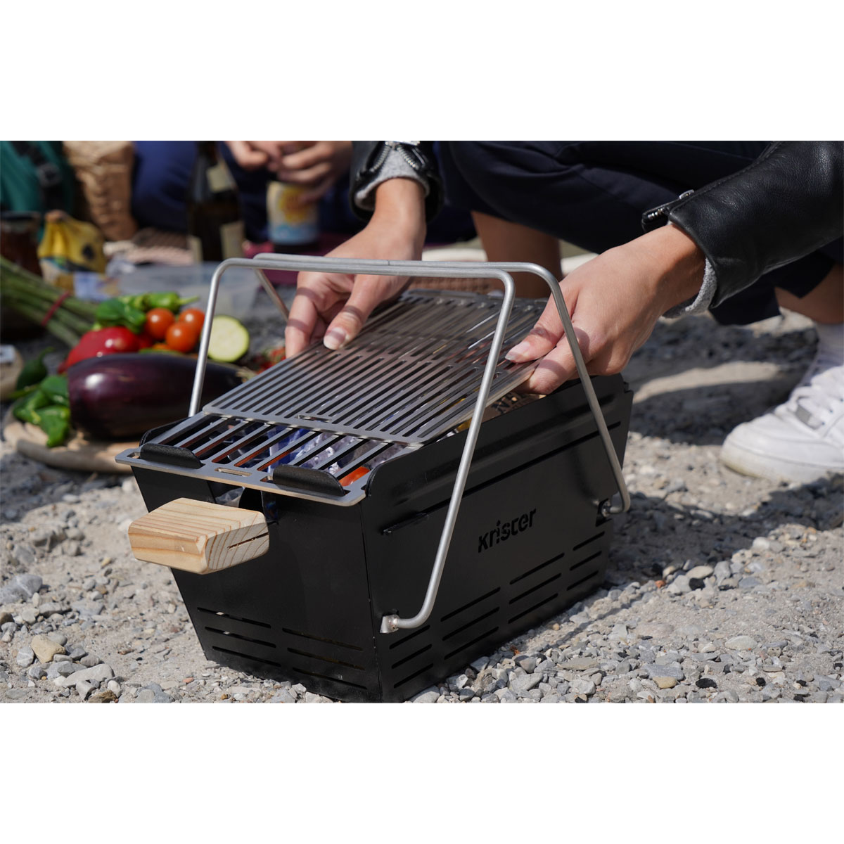 Knister Holzkohlegrill Original Grillfläche 20 x 28-49 cm auseinanderziehbar Bild 7