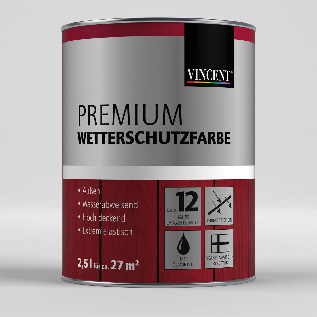 Vincent Premium Wetterschutzfarbe Schokobraun 2,5 L Bild 1