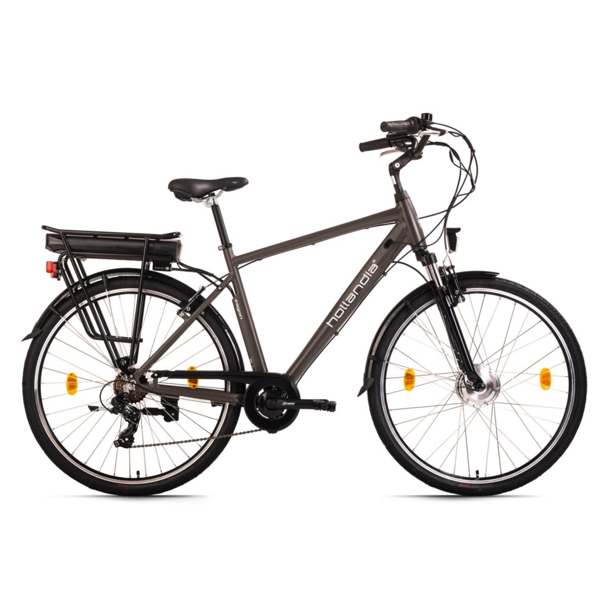 E-Citybike Herren 28" Hollandia Zagon RH 53 cm Grau  250 Watt Li-Ion 36V/13 Ah 6 Gänge
