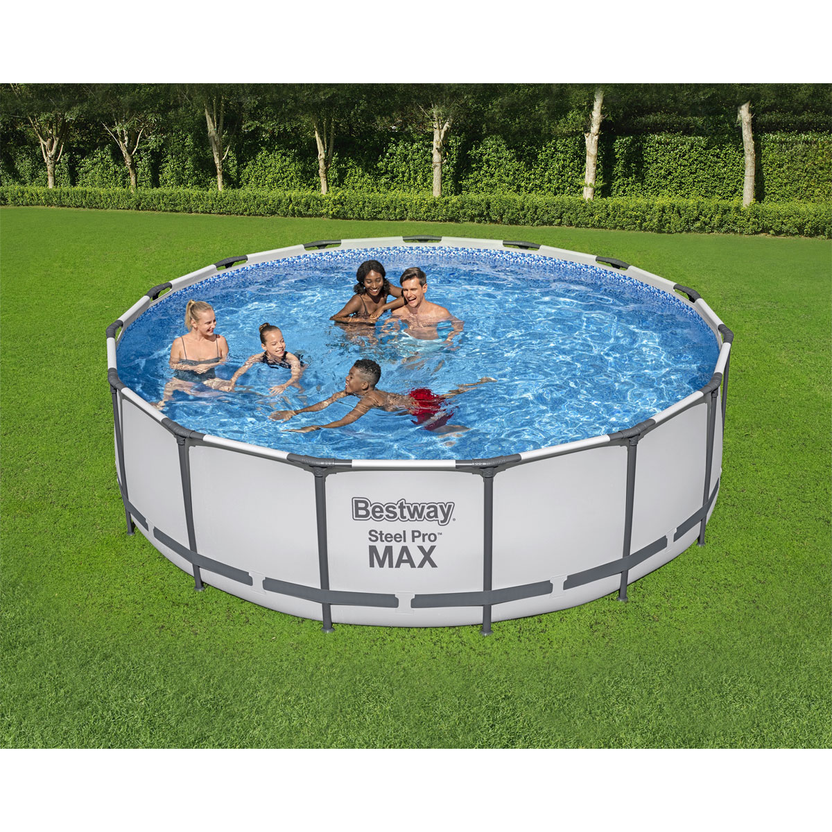Bestway Steel Pro MAX™ Frame Pool Komplett-Set mit Filterpumpe Ø 457x122 cm, lichtgrau rund Bild 6