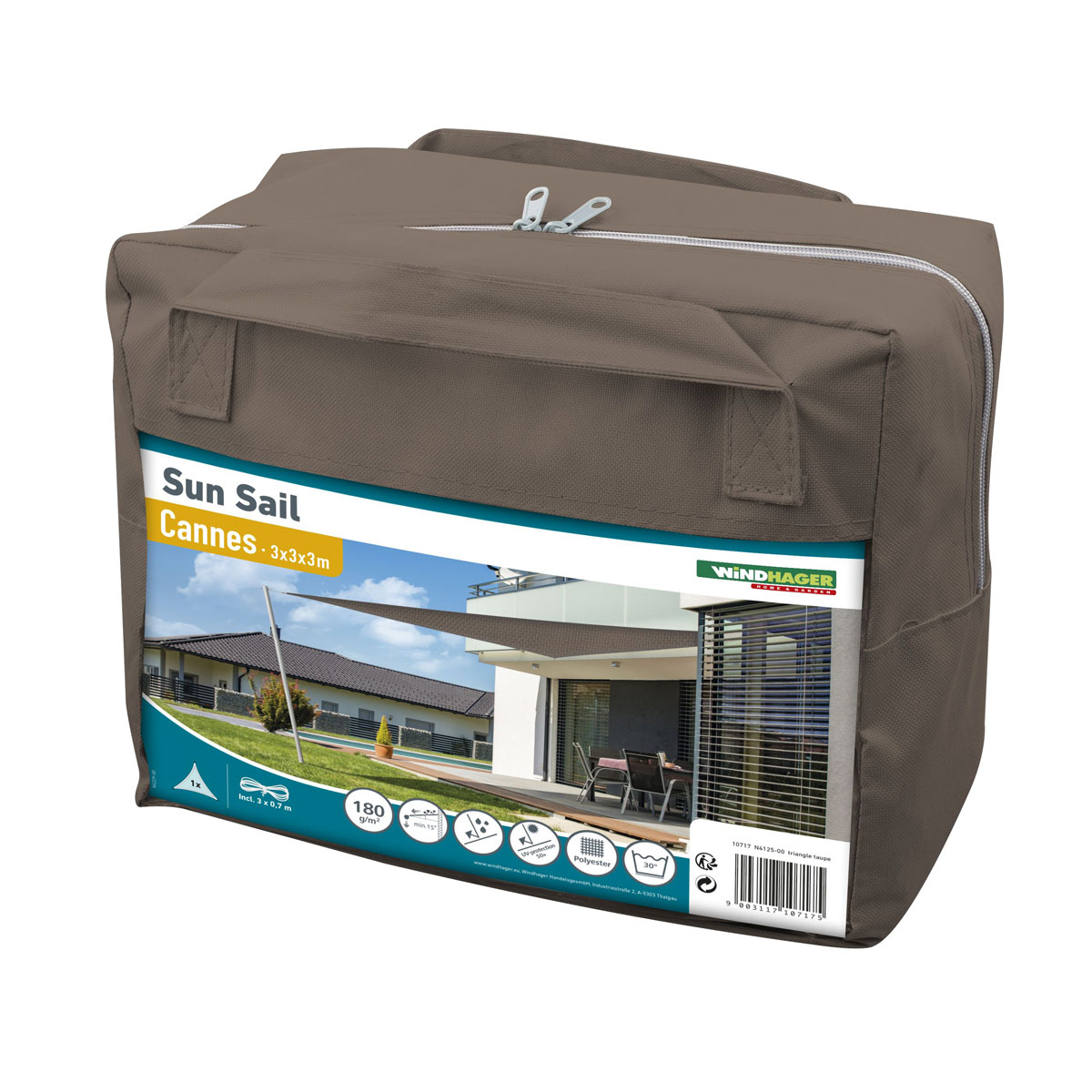 Dreieck-Segel Cannes 3 x 3 x 3 m taupe Bild 4