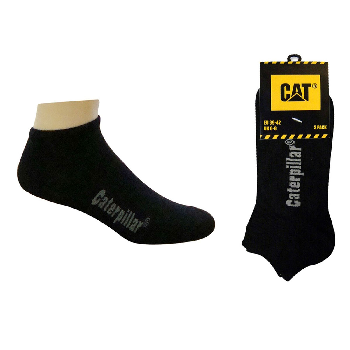 CAT  Sneakersocken 3er Pack schwarz Größe 39-46