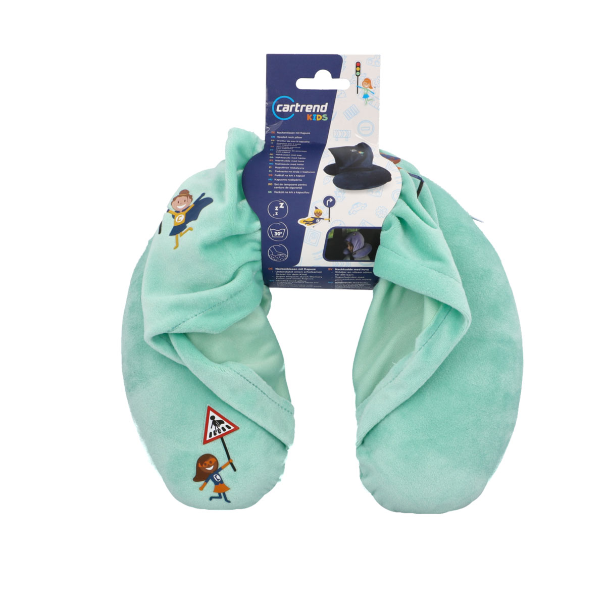 Cartrend  Kinder Nackenkissen mit Kapuze mint