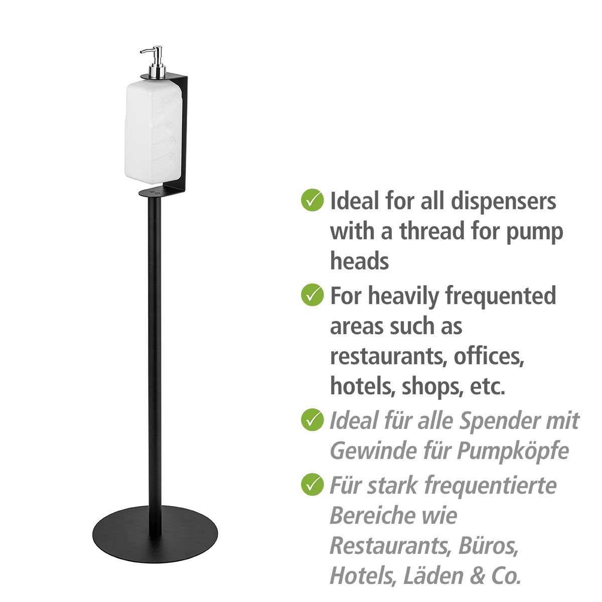 Wenko  Desinfektions-Ständer klein universelle Halterung mit Standfuß für Desinfektionsmittel-Spender mit Gewinde für Pumpköpfe Bild 3