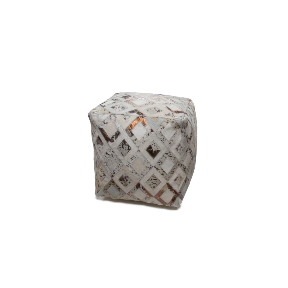 Pouf Hocker Spark 110 elfenbein chrome 45x45cm