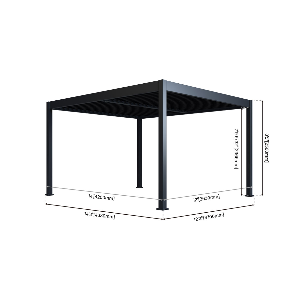 Paragon Outdoor Outdoor Pergola Grand Tuscan 1214 370x433x256cm Anthrazit Bild 12