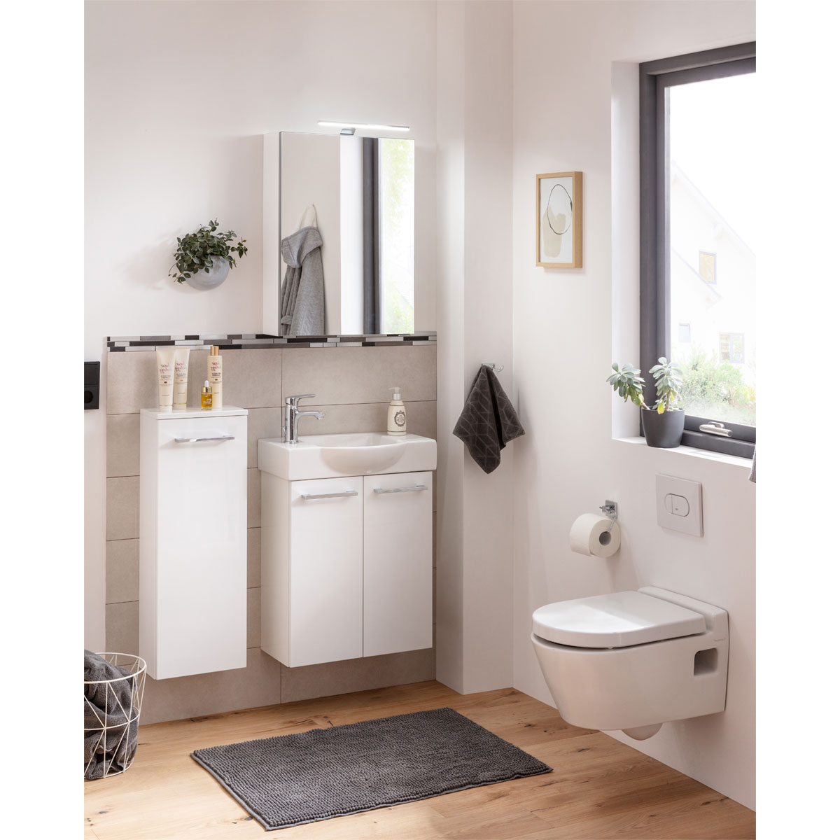 Fackelmann  Gäste-WC Waschtischunterschrank SBC 520 x 600 x 243 mm Weiß Bild 6