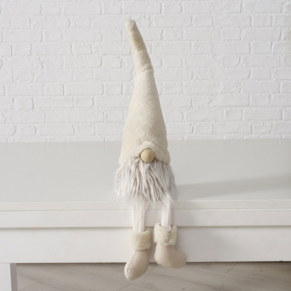 Kantenhocker Tanyo Wichtel 14 x 13 x 58 cm beige Stein Textil Bild 6