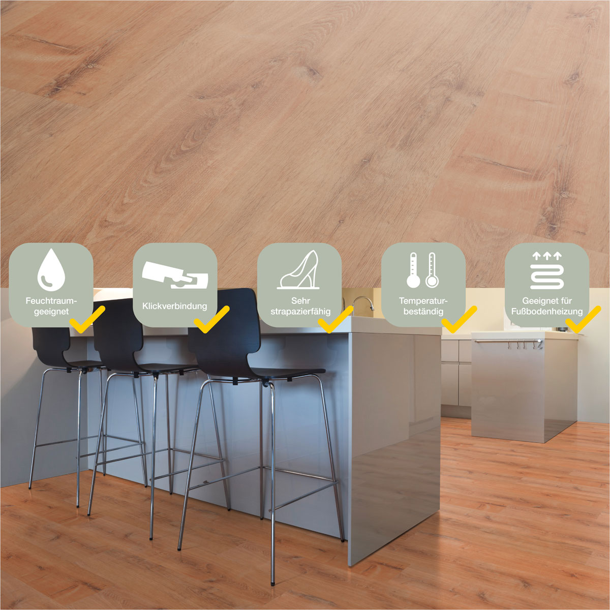 Specht Vinylboden  Vinyl SPC Ambiente Honig Eiche 1220 x 230 x 4,8 mm Bild 2