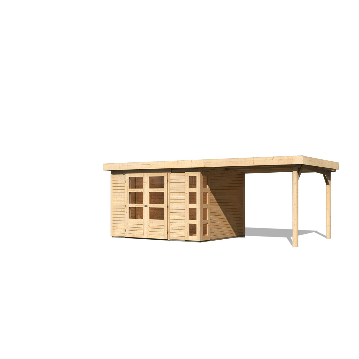 Karibu BBH Kerko 5 Set mit Anbaudach naturbelassen Bild 4