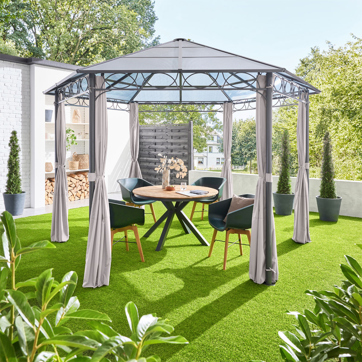 Haveson Gartentisch Rondo Teakholz Bild 3