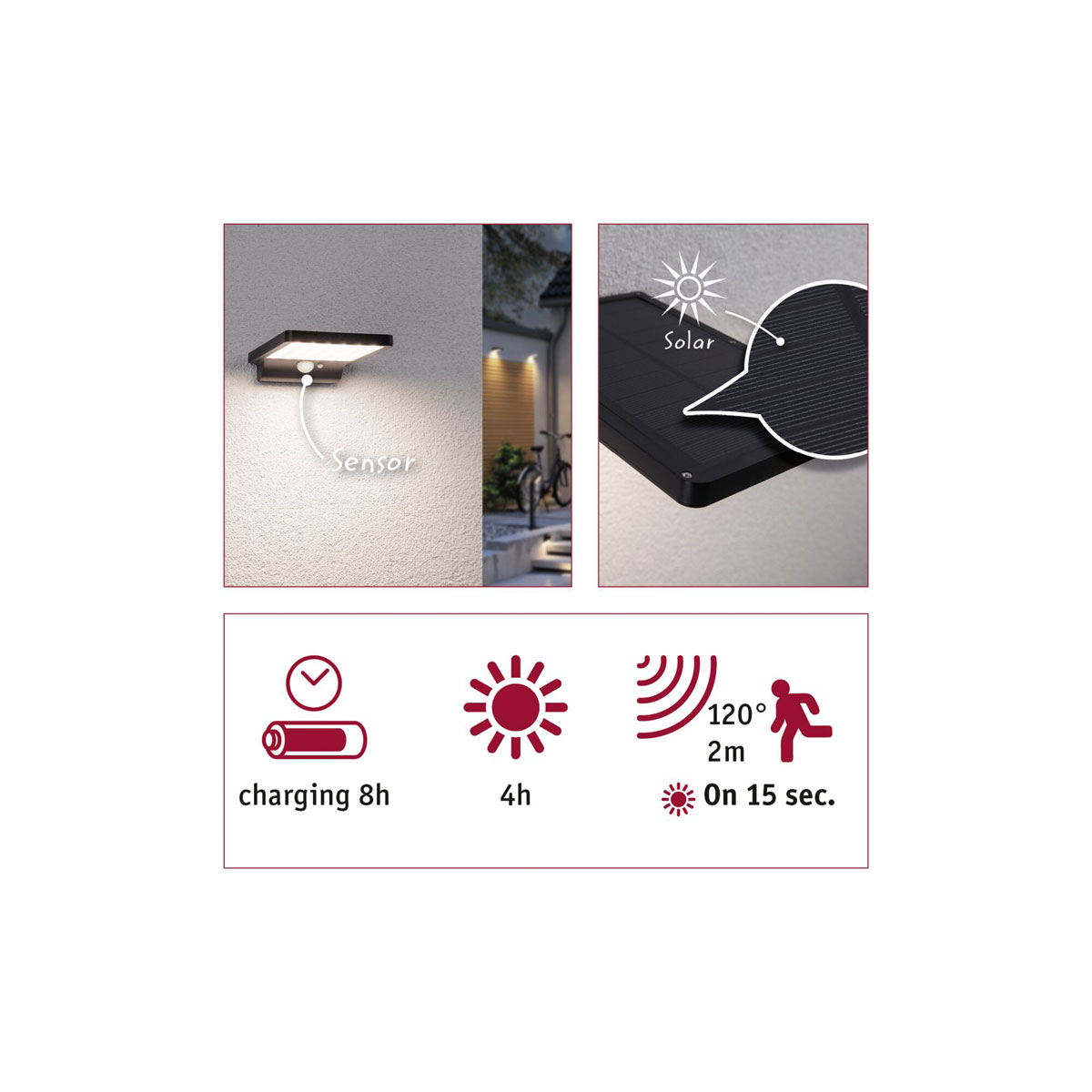 Paulmann  Outdoor Solar Wandleuchte Solveig 350lm IP44 3000K Bewegungsmelder Bild 8