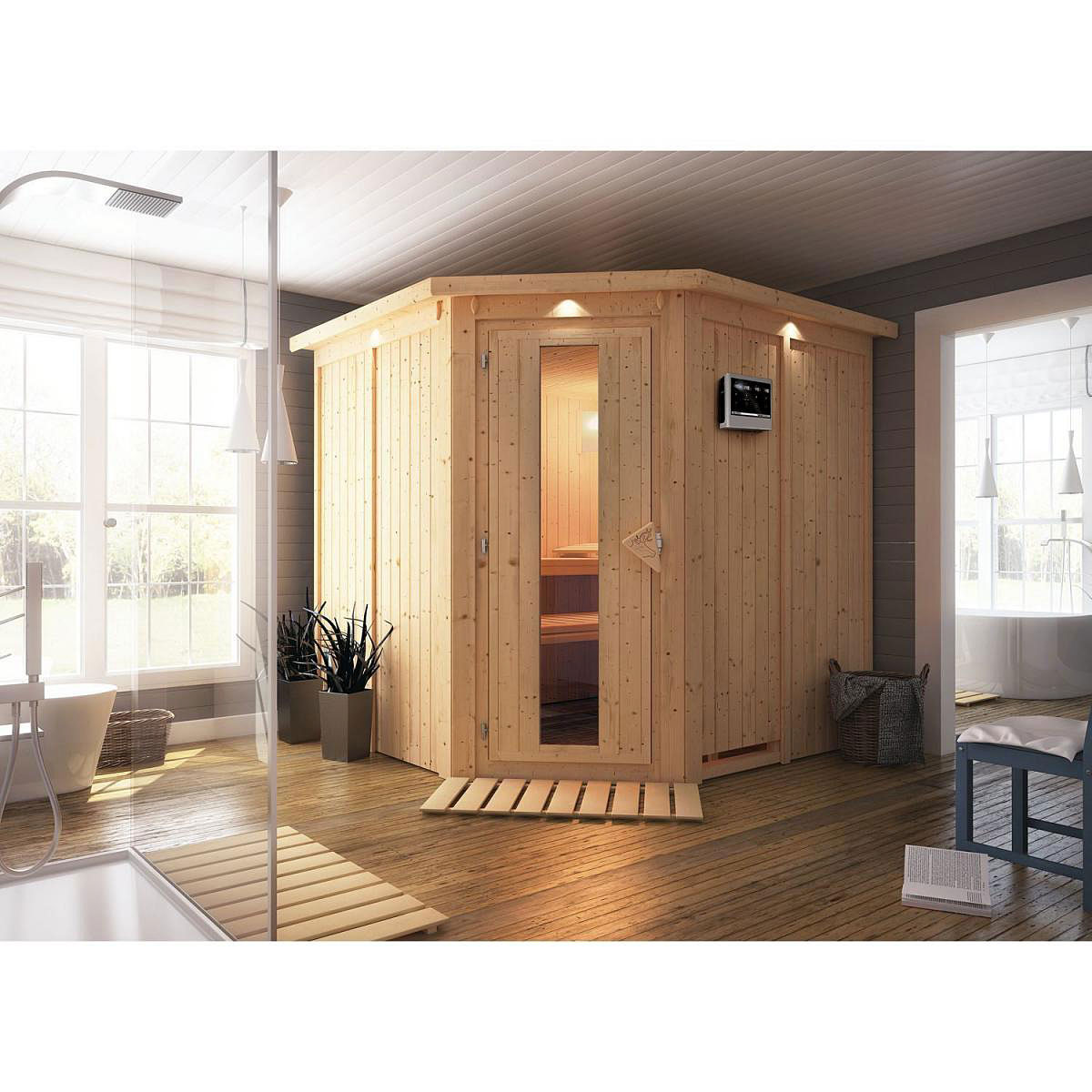 Karibu  Elementsauna „Jarin“, mit Energiespartür Bild 4