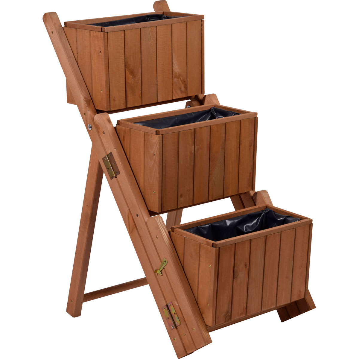 dobar Pflanztreppe ausklappbar 41 x 85 x 55 cm grau Kiefer braun