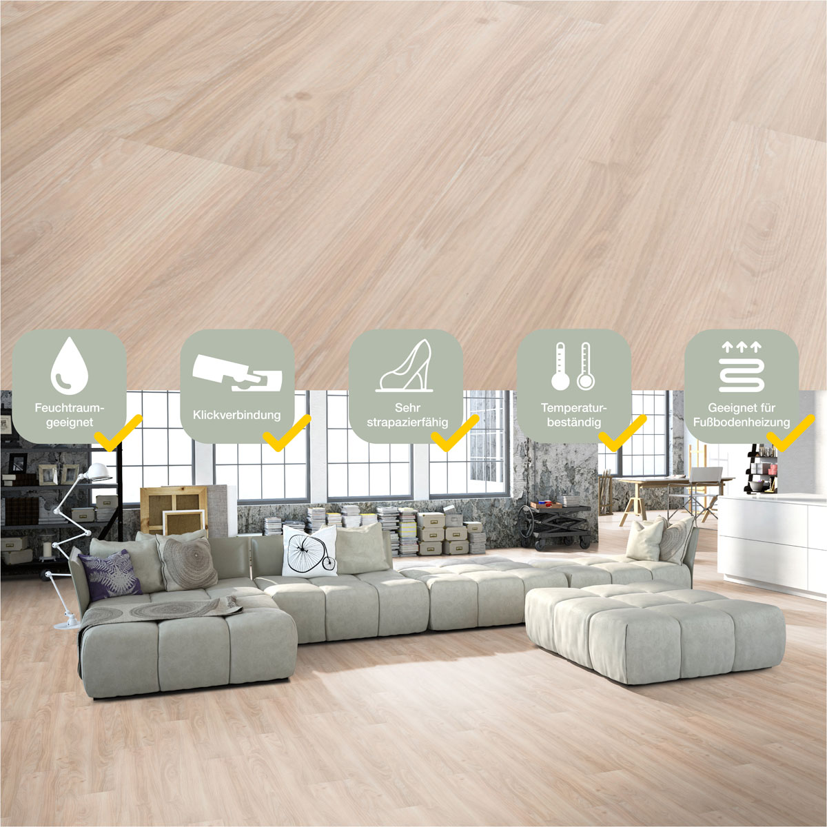 Specht Vinylboden  Vinyl SPC Ambiente Calvados Eiche 1220 x 230 x 4,8 mm Bild 2