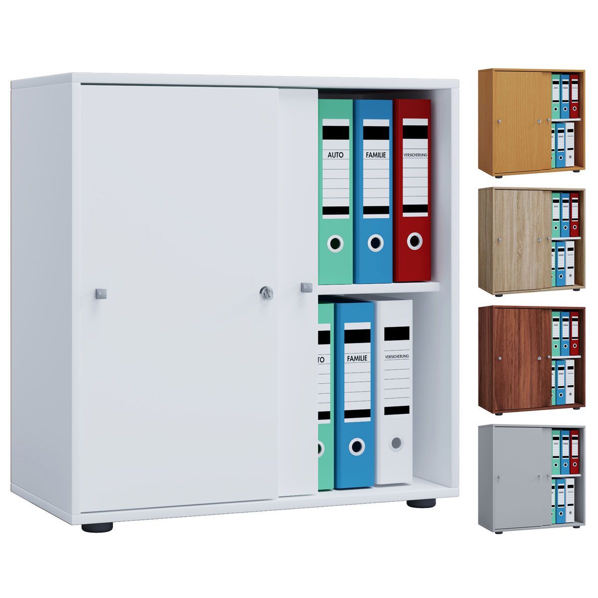 Büroschrank Lona L mit Schiebetüren Buche Bild 3