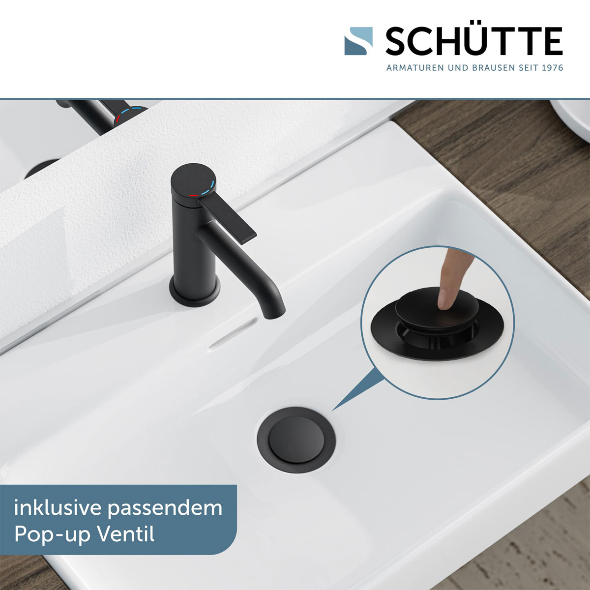 Schütte  Waschtischarmatur „Los Angeles“ schwarz-matt Eco-Click-Funktion Bild 9