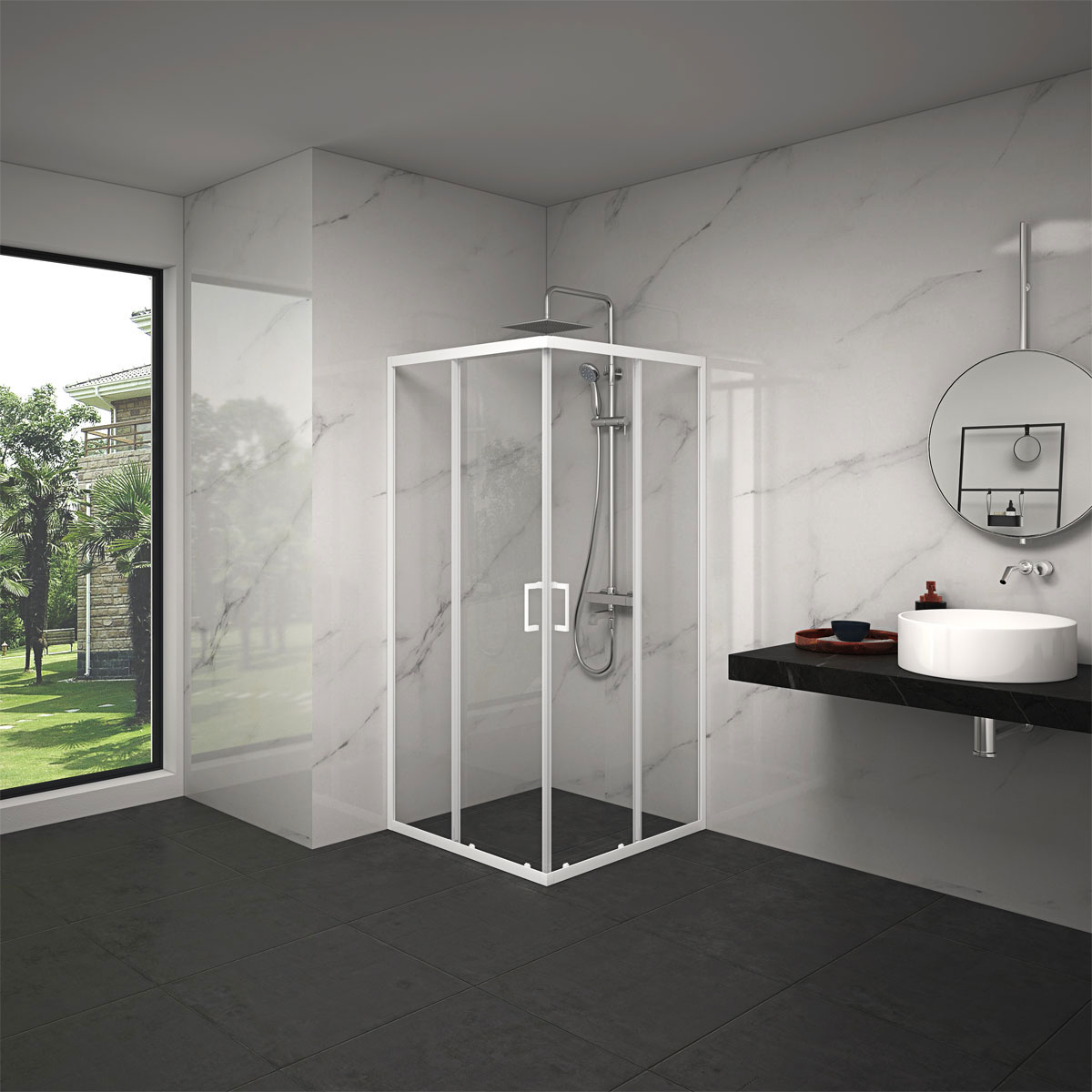 Aurlane Glasdusche Factory eckig weiß 90 x 200 x 90 cm Bild 2