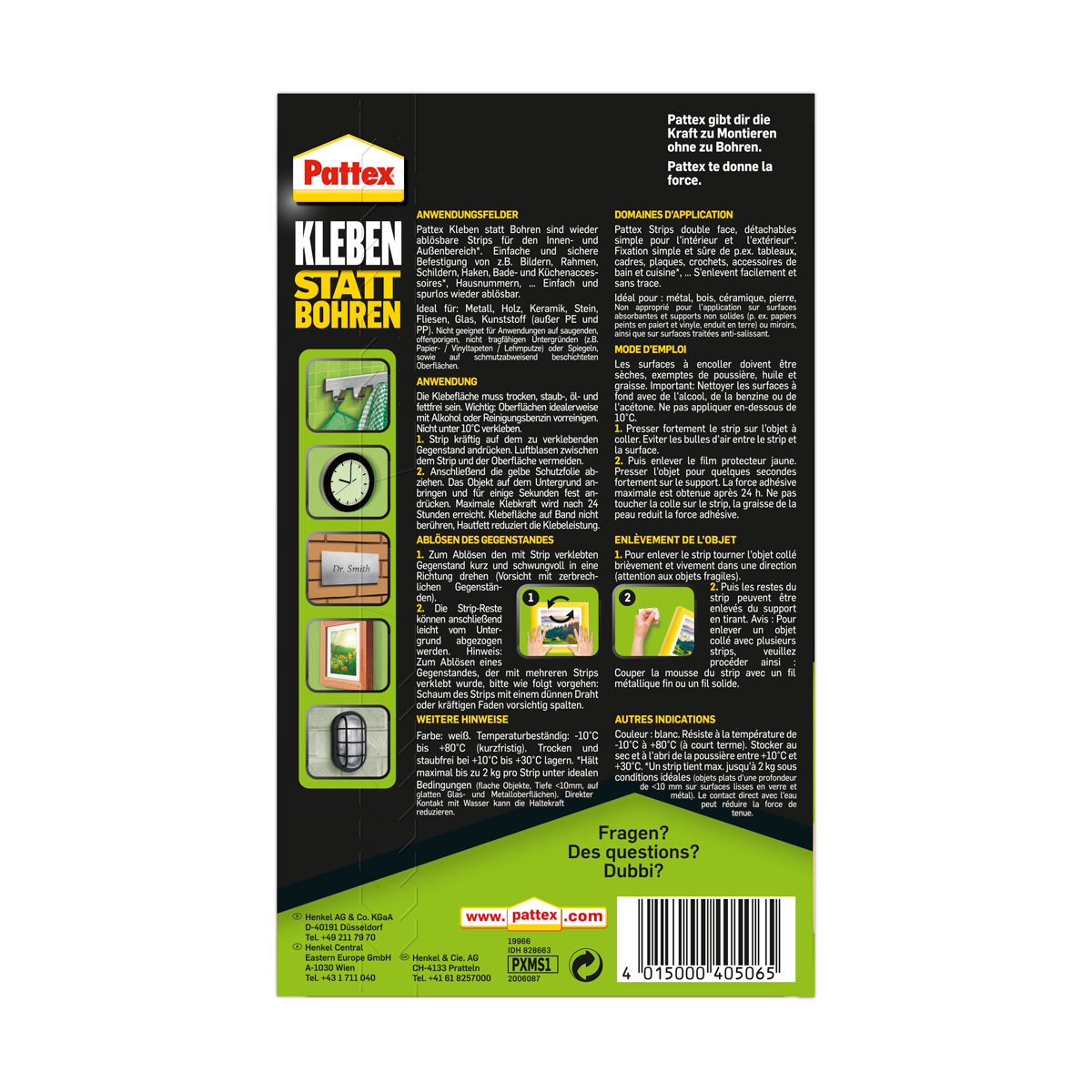 Pattex Doppelklebeband Kleben statt Bohren Klebe-Strips 10 Streifen je 20 x 40 mm Bild 2