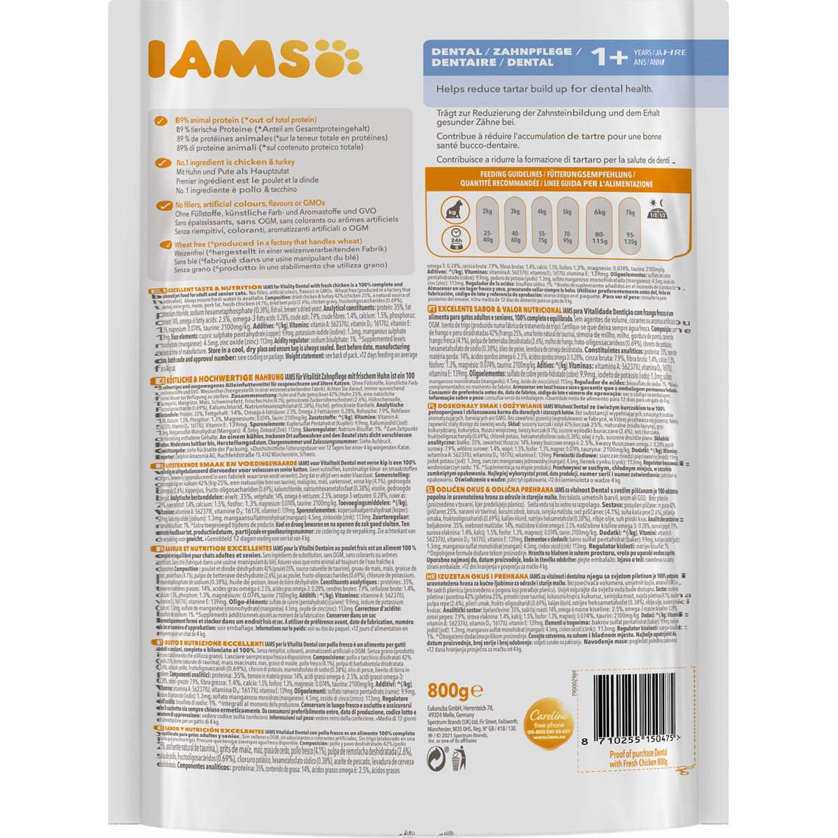 IAMS Trockenfutter Vital Katze Dental Huhn 800 g Bild 2