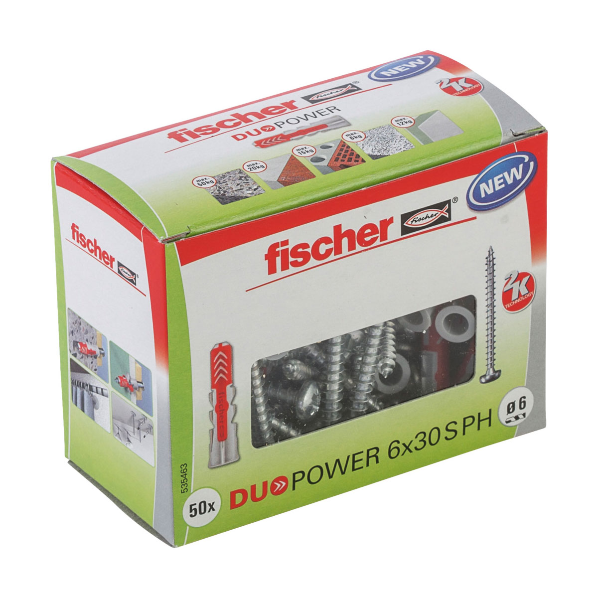 Fischer  Dübel DuoPower 6 x 30 mm mit Panhead-Schraube 50 Stück