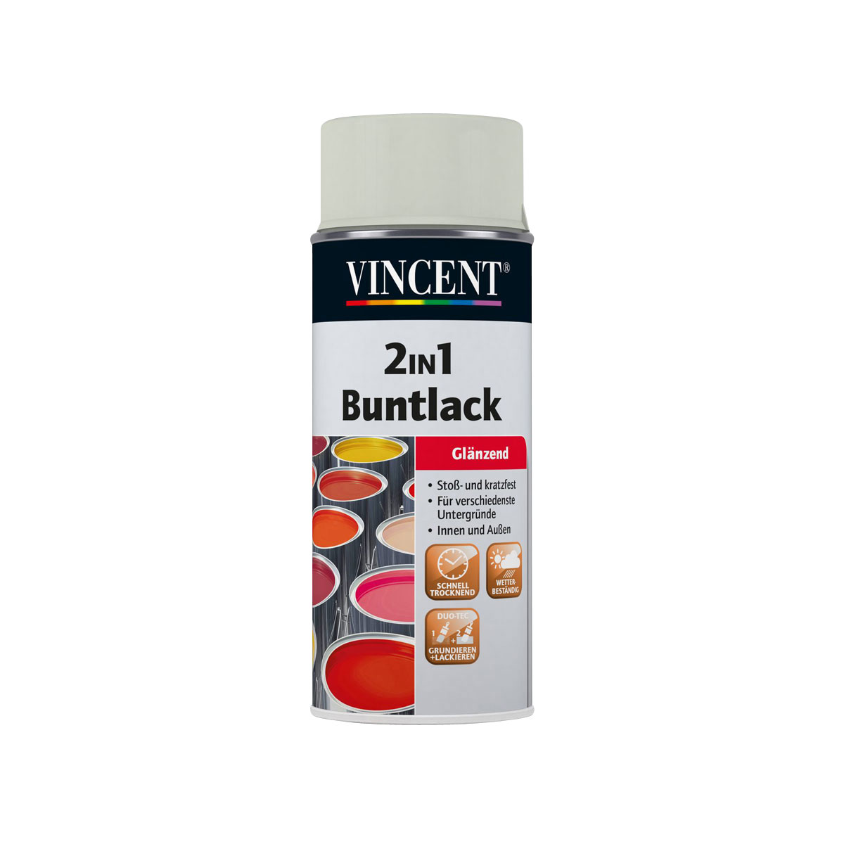 Vincent 2in1 Buntsprühlack lichtgrau 0,15 L Glänzend