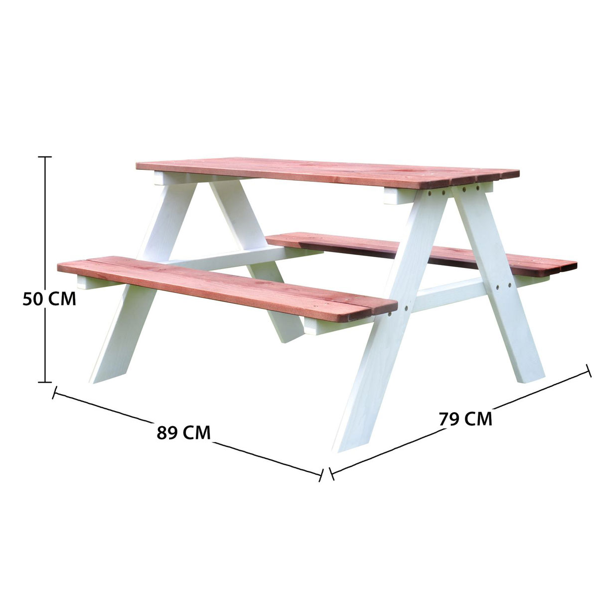 Coemo Picknicktisch Holz Kindersitzgruppe Weiß / Teak Bild 3