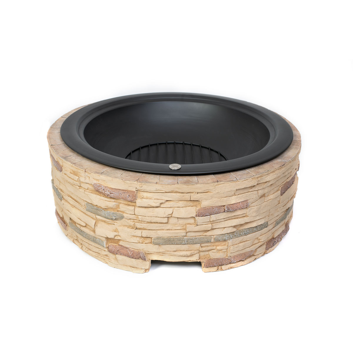 Westmann Feuerschale Feuerstelle inkl. Funkenfang Steinoptik 90x90x51cm Braun Bild 2