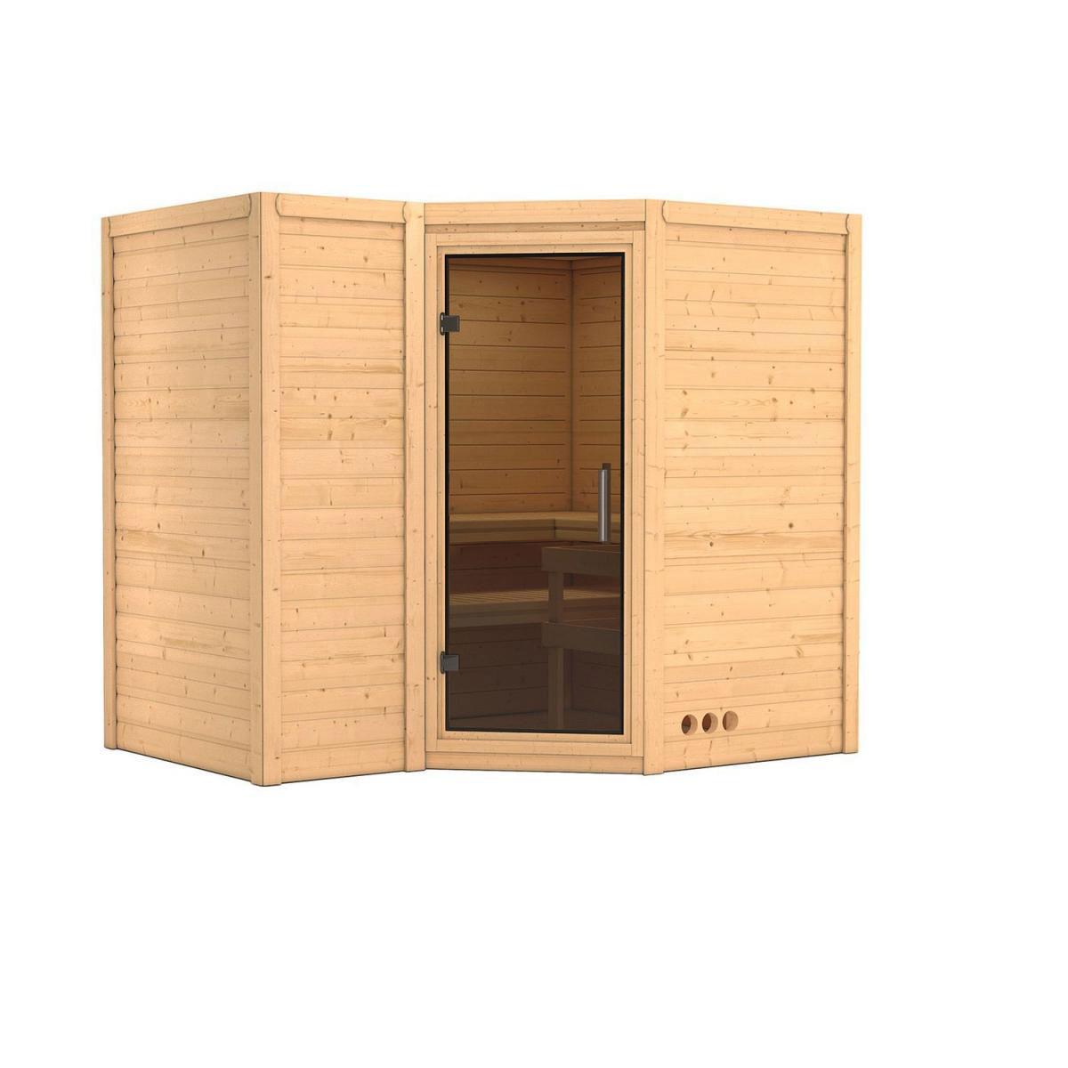 Karibu Sahib 2 Eckeinstieg ohne Ofen ohne Kranz Tür graphit Bild 2