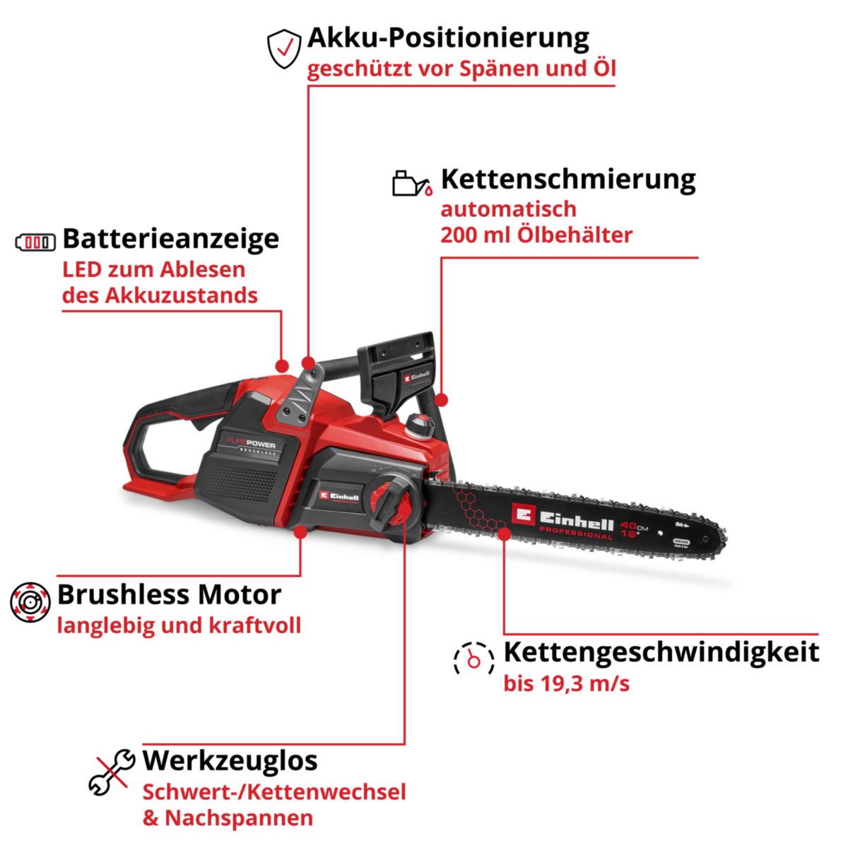 Einhell Professional Akku-Kettensäge GP-LC 36/40 Li BL-Solo Bild 2