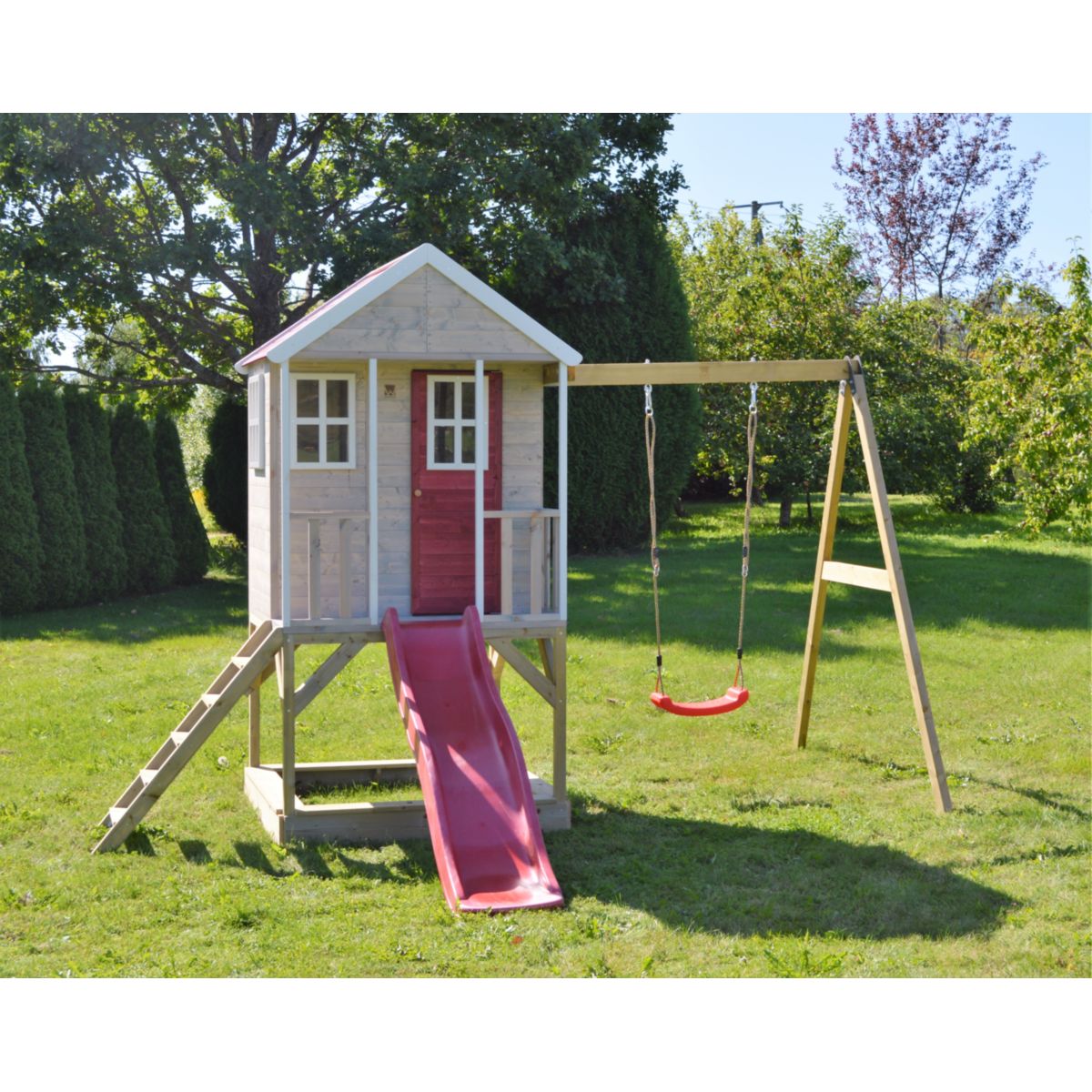 Wendi Toys Spielhaus Alpaka inkl. Sandkasten, Rutsche und Schaukel 290x350x242 cm Bild 3
