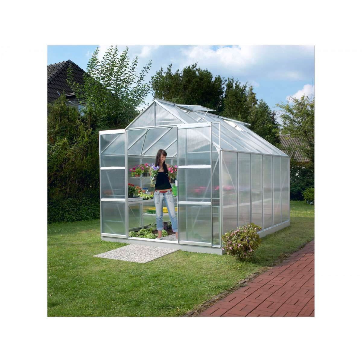 Vitavia Gewächshaus Mars 9900 9,9m² 4 mm Hohlkammerplatten silber Bild 1