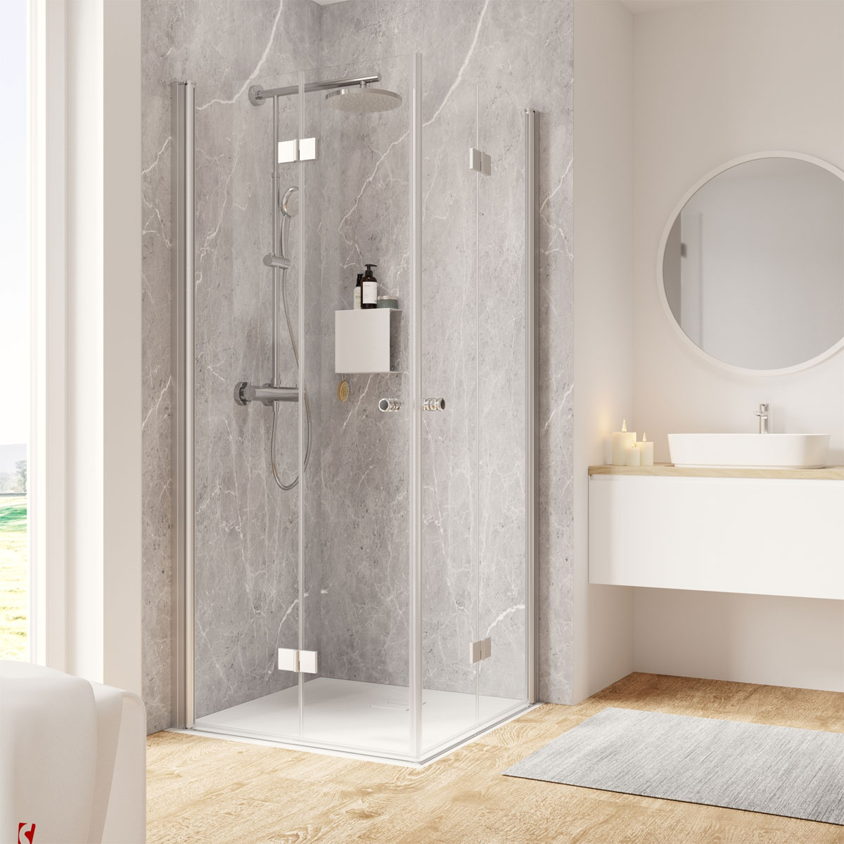 Schulte Eckeinstieg Garant 2.0 Drehfalttür 90 x 90 x 200 cm Bild 2