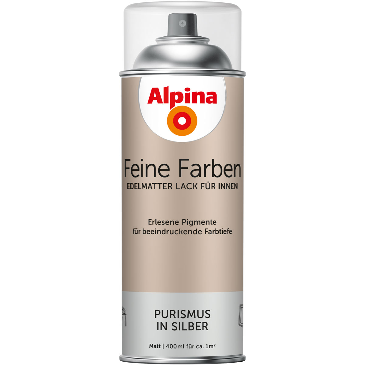 Alpina  Buntlack Feine Farben Sprühlack Purismus in Silber 400ml