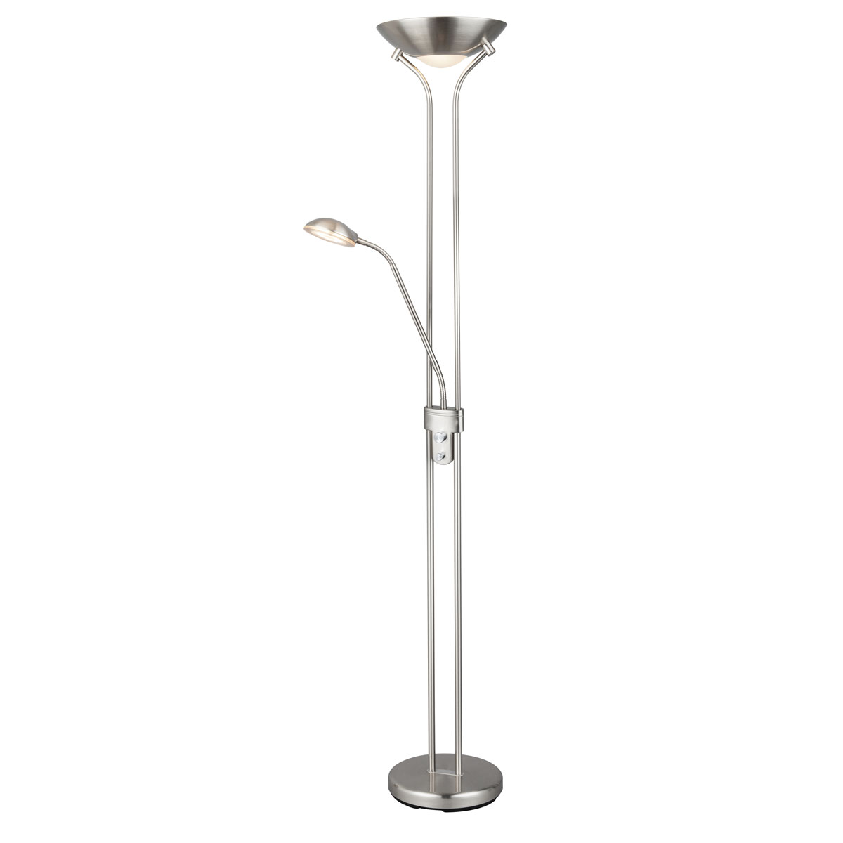 Flector LED- Deckenfluter Lagos m. Leseleuchte H180cm 20W+5W warmweiss, dimmbar, Metall Bild 2