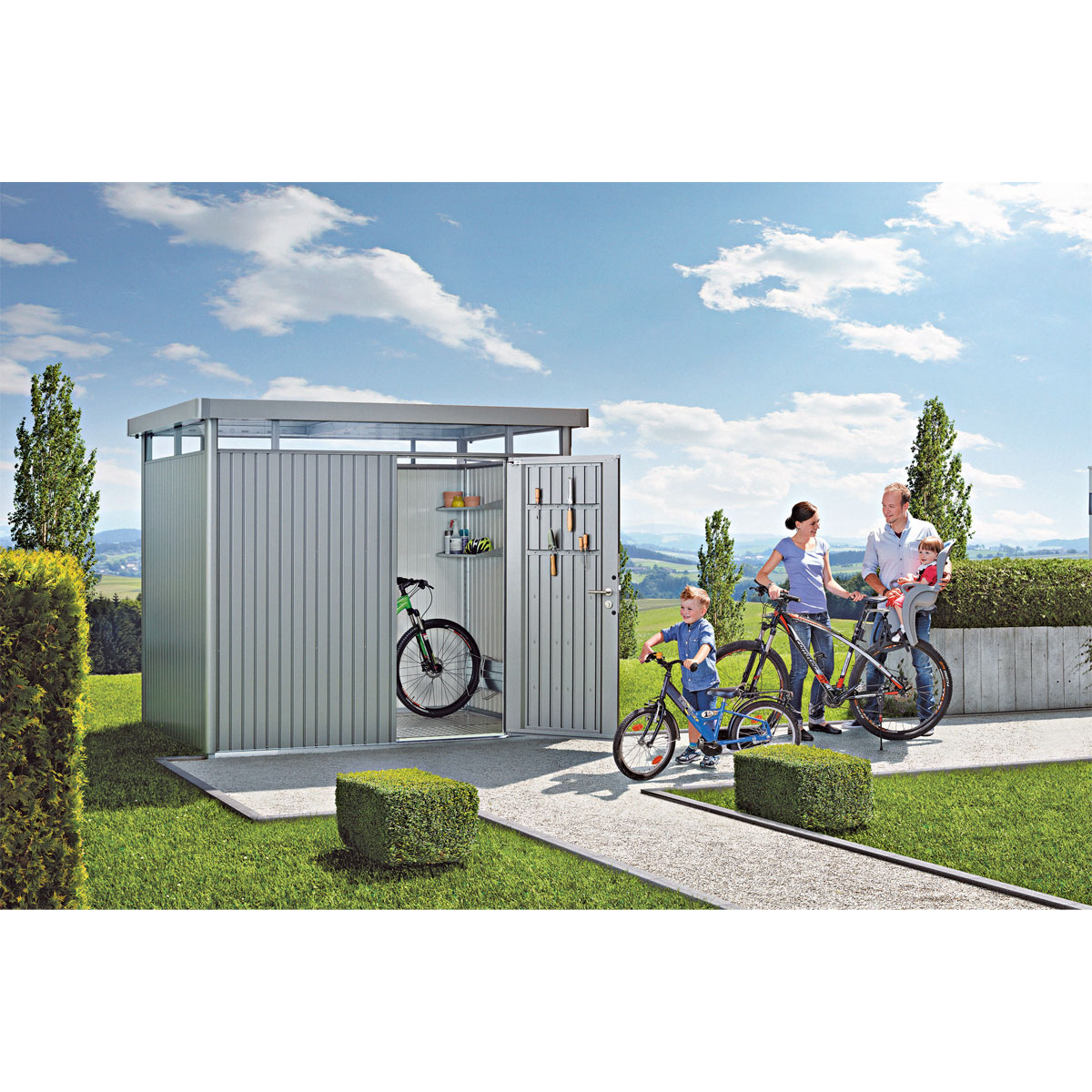 Biohort Gerätehaus HighLine Größe H2 275 x 195 x 222 cm Standardtür Bild 3