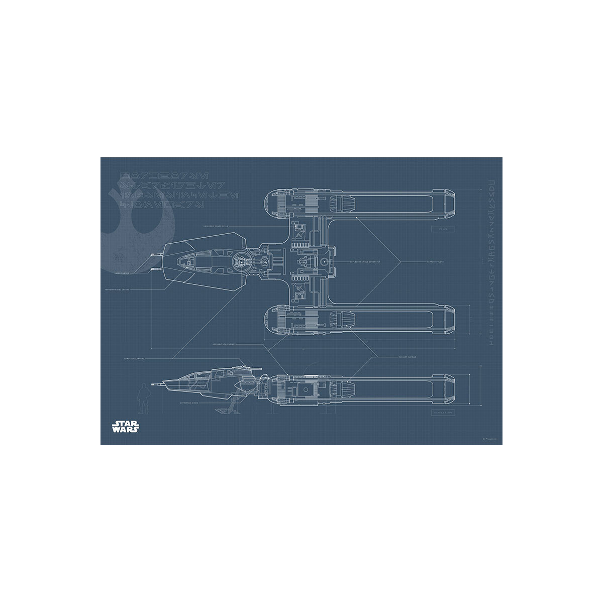 Komar  Wandbild Star Wars EP9 Blueprint Y-Wing 40x30 cm Bild 2