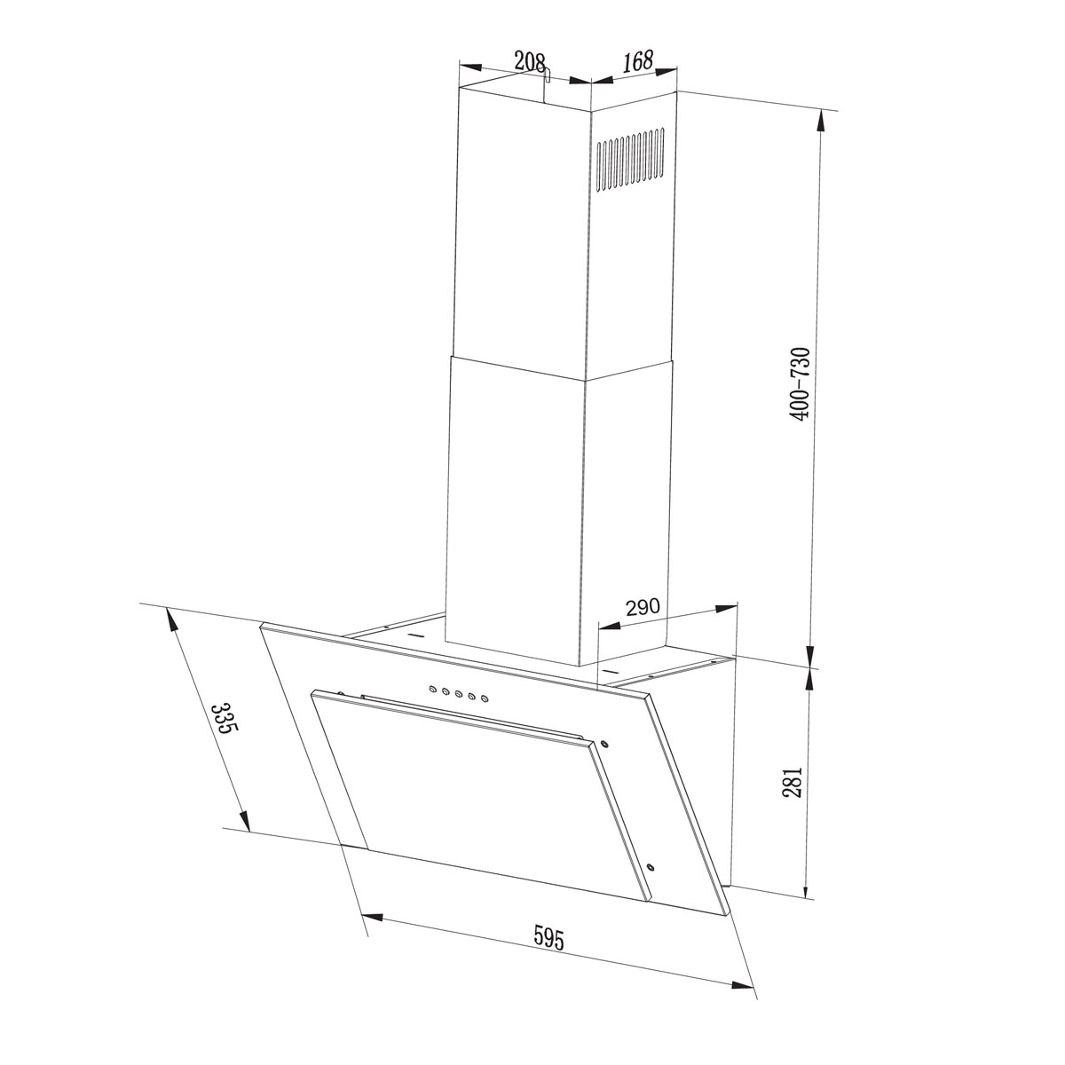 Respekta Schraeghaube EEK:B schwarz 60cmCH33060SB Bild 2