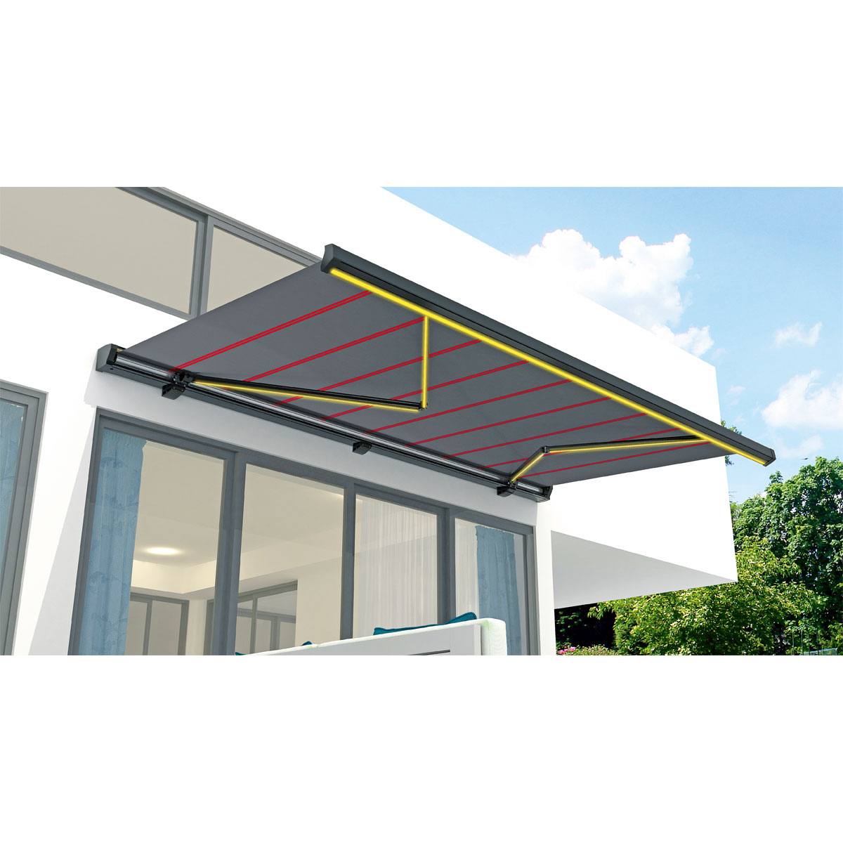 Durabil Markise Fine-Line inkl LED-Beleuchtung 4 x 3m anthrazit Bild 2