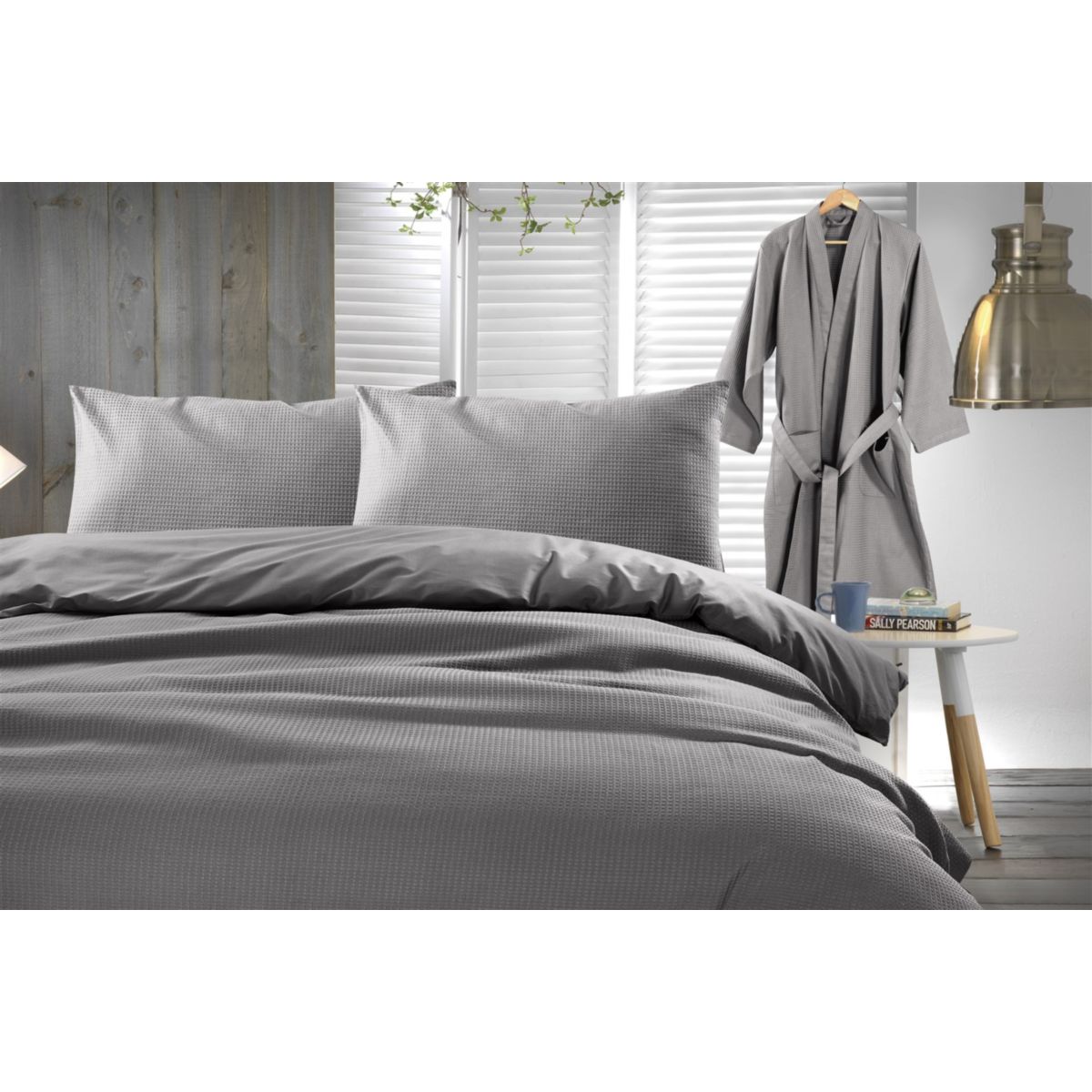 Bettwäsche Carla 125-FR Anthrazit 140cm x 200cm Bild 4