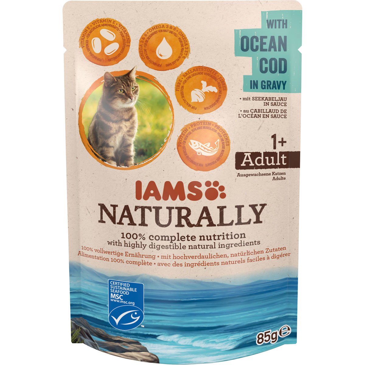 IAMS Nassfutter Naturally Katze Erwachsen Kabeljau 85 g Bild 2