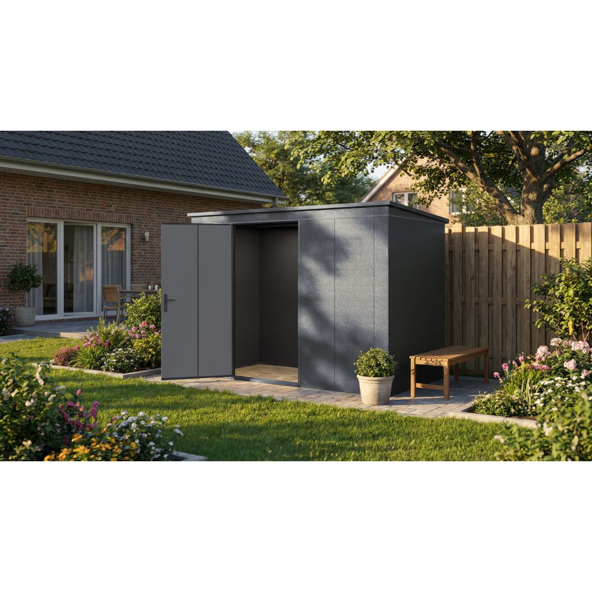 Weka Metall-Gerätehaus Gary, 0,7mm, 292 x 148, anthrazit