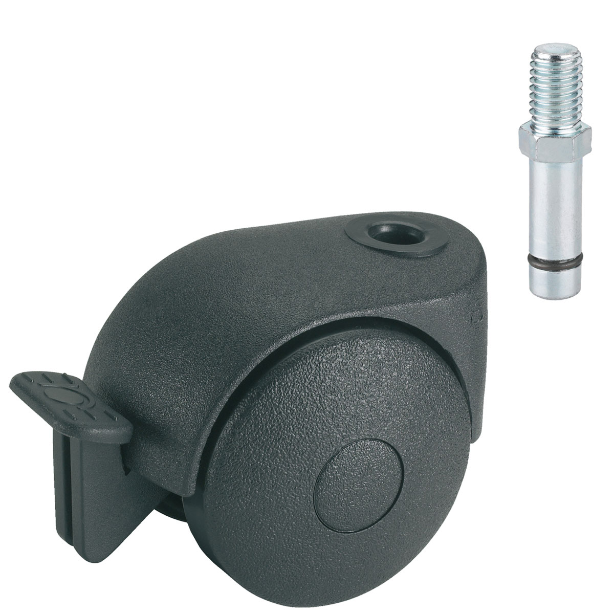 Dörner + Helmer Doppelrolle für normale Böden mit Gewindestift M8 x 15 mm schwarz