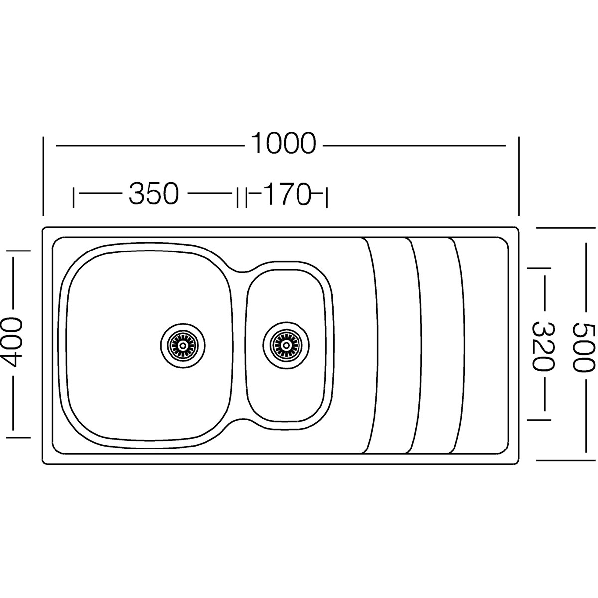 Respekta Miami Edelstahlspüle MIAMI100X50 100 x 50 cm Bild 3