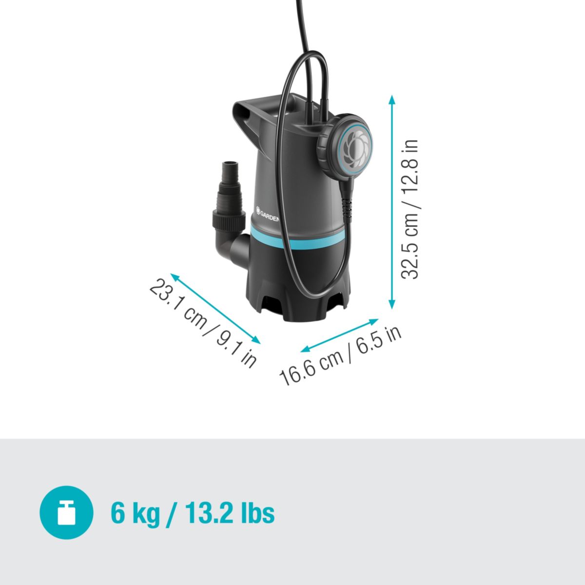 Gardena Schmutzwasser-Tauchpumpe 20000 BASIC 20.000 l/h mit Schwimmschalter Bild 3