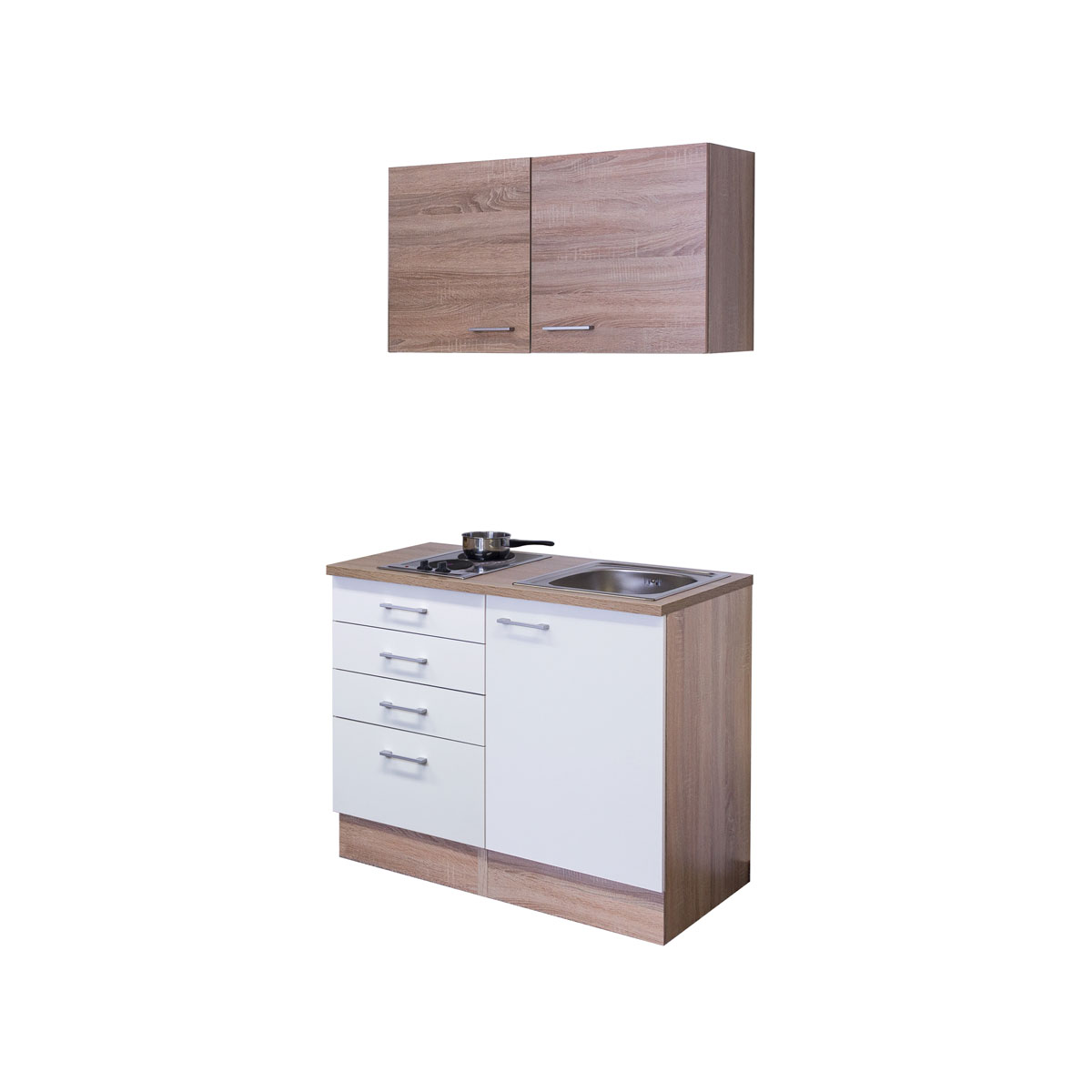 Flex-Well Miniküche „SAMOA 501-000“, 100x60 cm, weiß-sonoma eiche