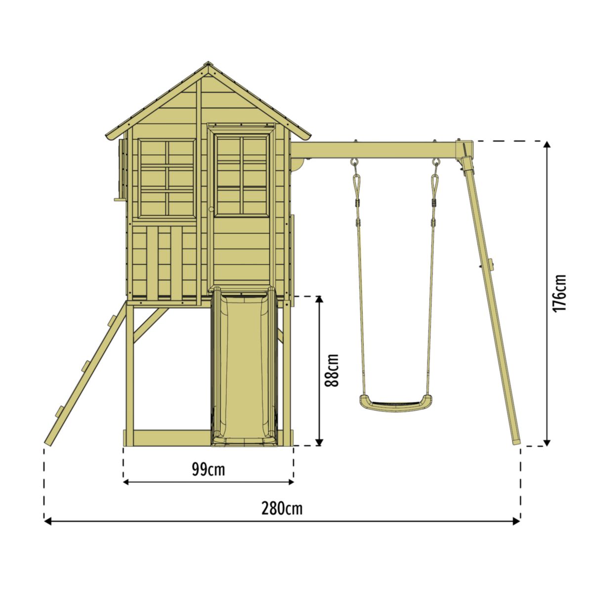 Zwerkules Spielhaus Valli 2 inkl. Rutsche & Schaukel 352x280x244 cm Bild 8